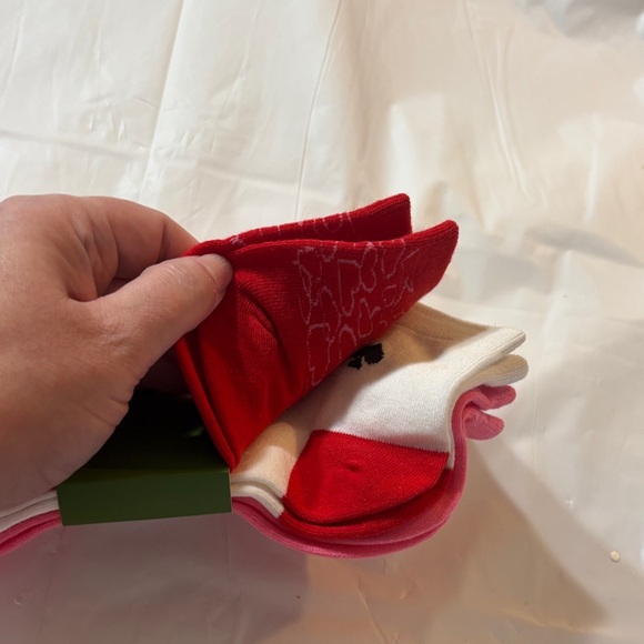 Kate Spade New York Vibrant Red & Punk Patterned Quarter Socks (3 pair) - Picture 3 of 3